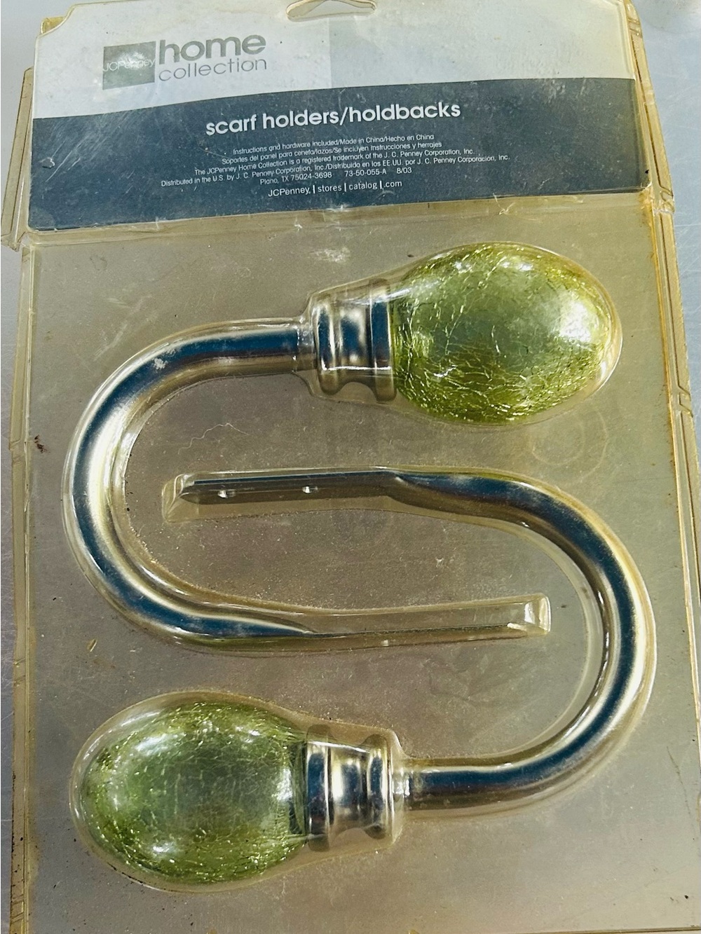Home Collection Olive Green Glass Scarf Holdbacks - Pair